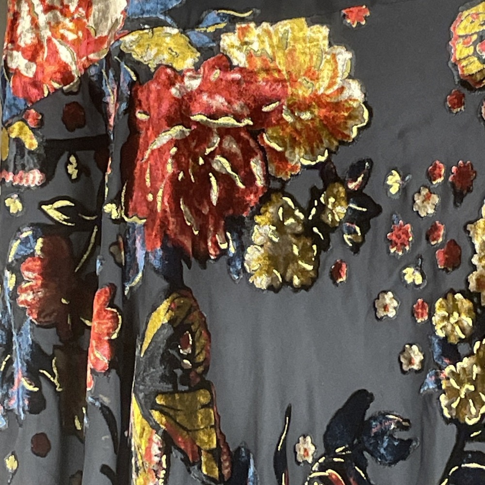 Free People Electra Heart Midi Skirt Burnout Velvet Elegant A-Line Floral Size M - Picture 5 of 13